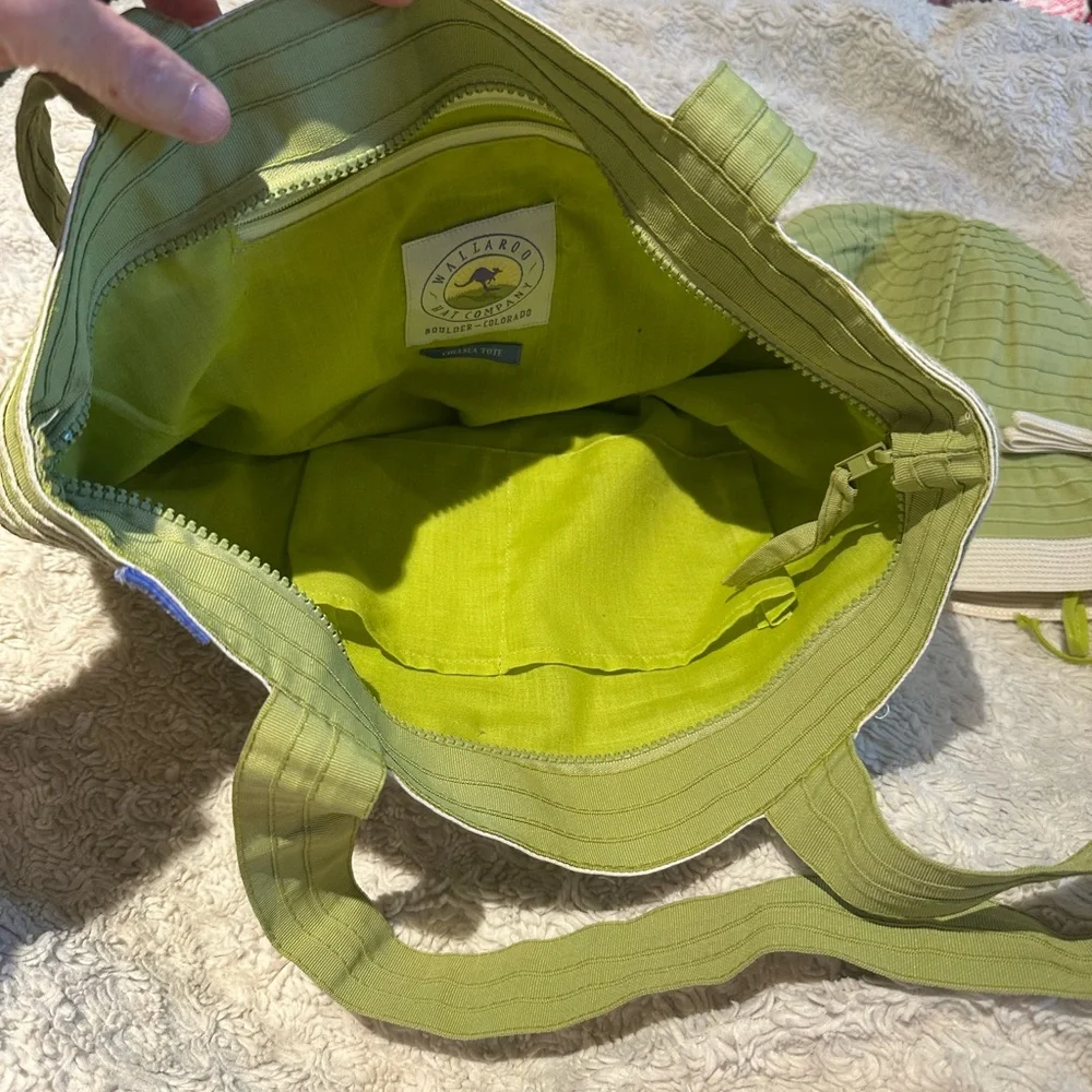 WALLAROO Vintage Tote and Bucket Hat Chelsea Set Lime & White - Picture 9 of 13